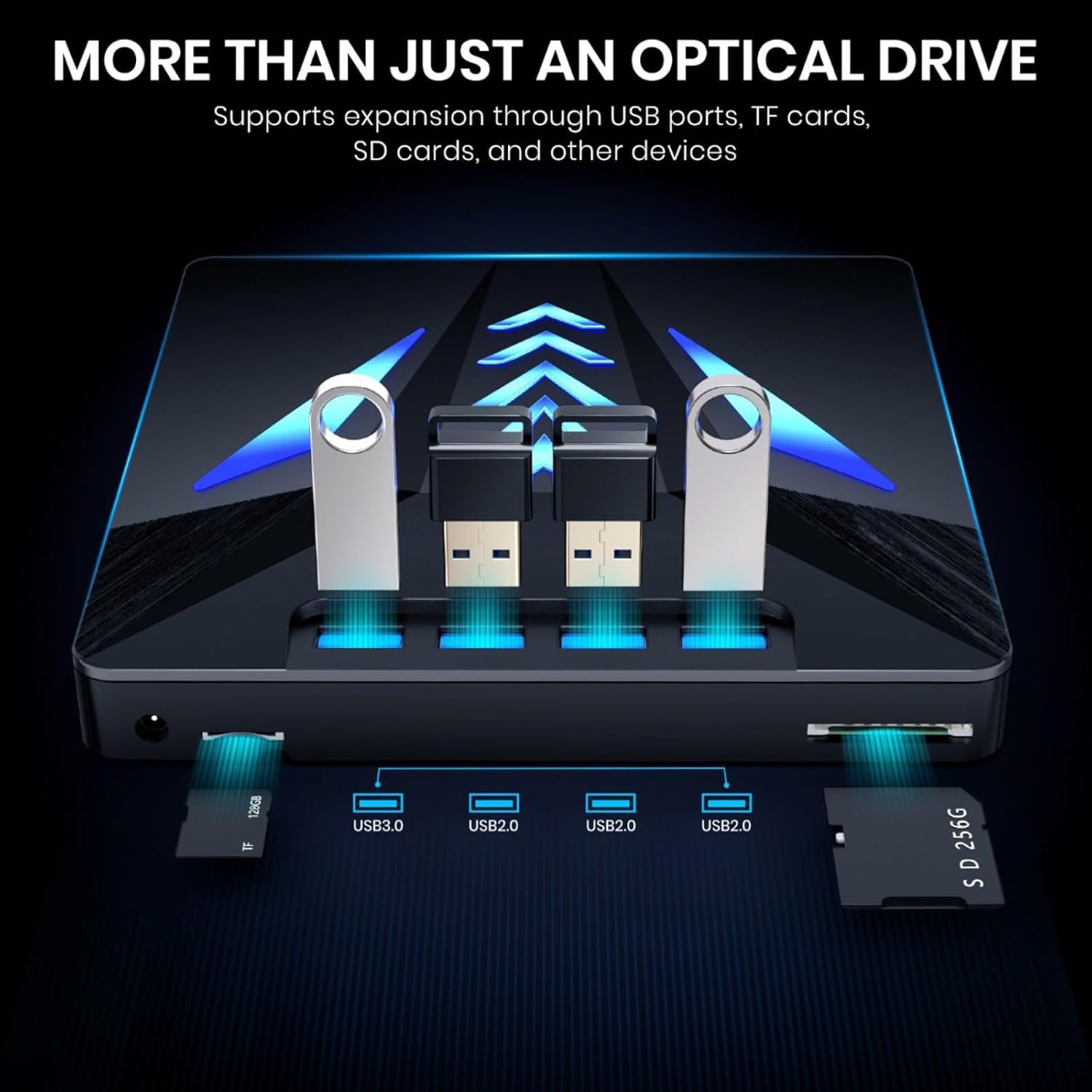 External Disc Drive for Laptop Type C USB3.0 Portable Writer with Card Slot USB3. USB2. Port Fast Speed Reader External Drive for Laptop