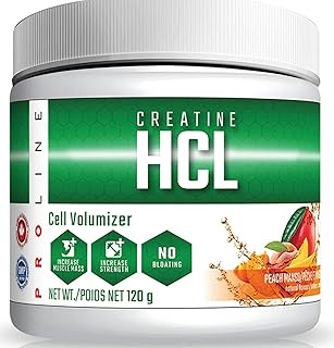Proline Creatine HCL | Ultra Concentrated Creatine Hydrochloride (HCL) | 750 mg Creatine HCL Per Serving | 120 Servings Per Container | 120G (Peach Mango)