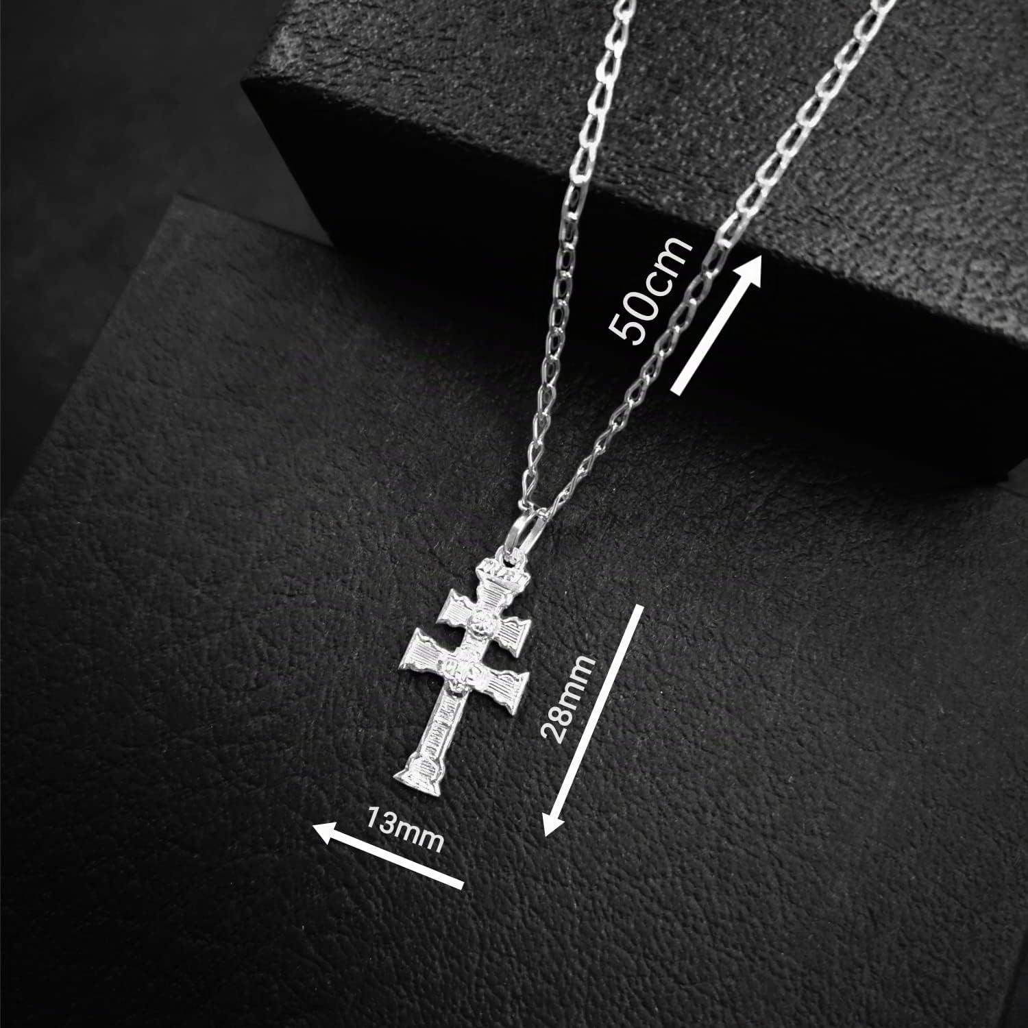 Cruz de Caravaca Plata 925 - Réplica exacta - Bendecida en Caravaca - Collar completo Unisex - Talla Universal - Regalo ideal - Belleza, Fe y Espiritualidad - Incluye Oración de Protección