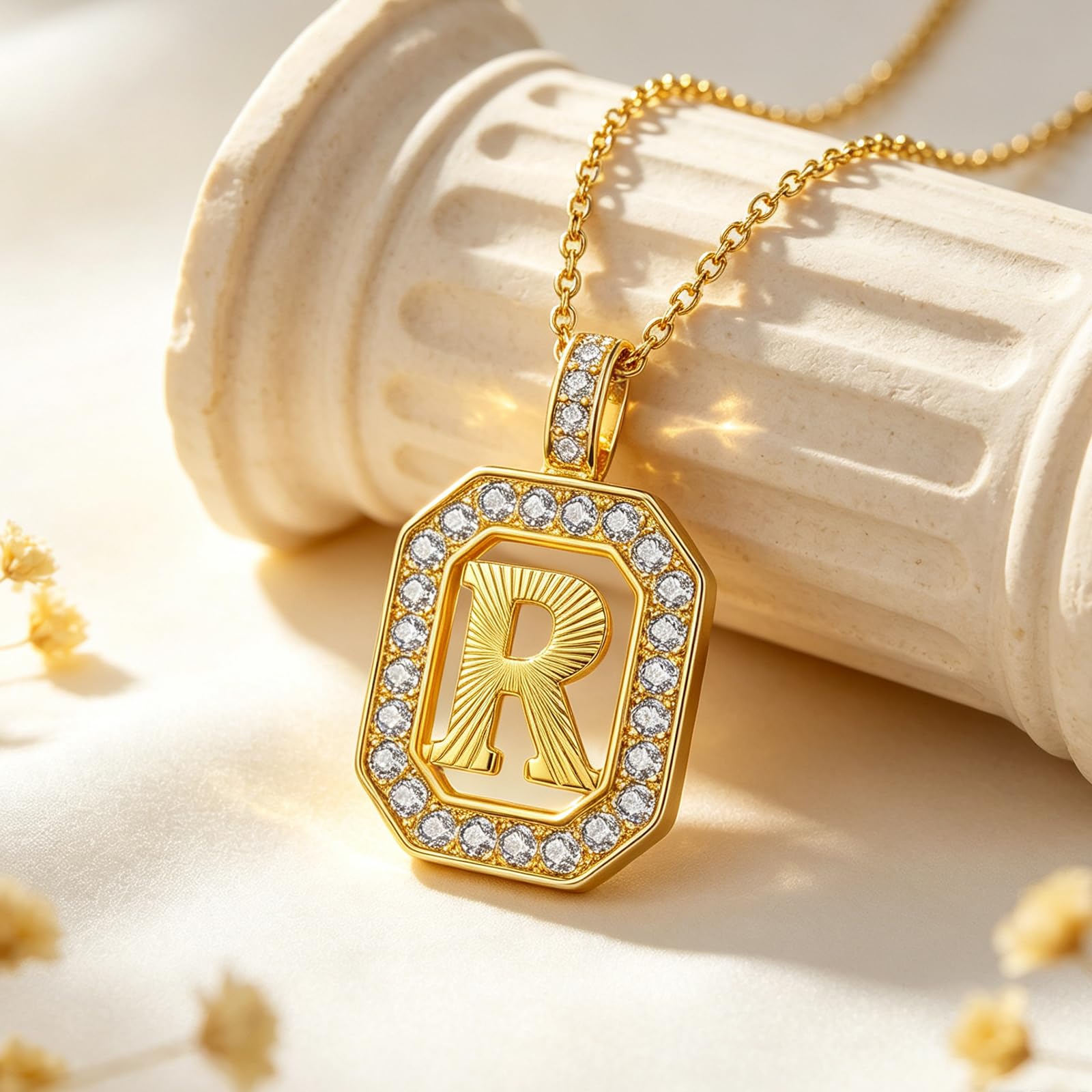 Kette mit Buchstaben für Damen Frauen Buchstaben A-Z Anhänger | 14K Vergoldet Schmuck, Geschenk für Geburtstag, Valentinstag und Weihnachten Inklusive Schmuckschachtel