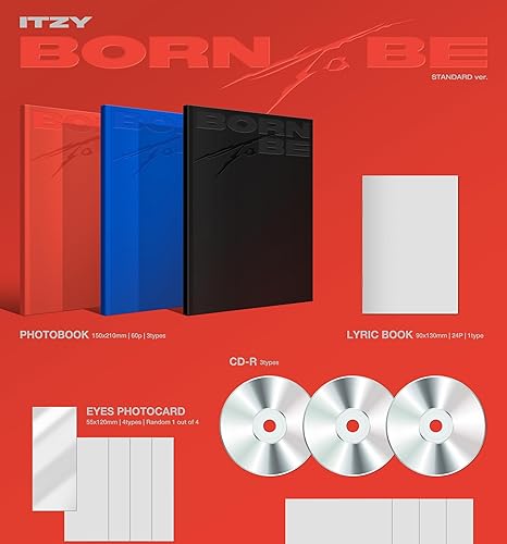 Miniatura 2 de ITZY Born to BE Contenido del segundo álbum+póster en el paquete+tarjeta fotográfica+seguimiento sellado (juego estándar (negro) + azul + rojo))