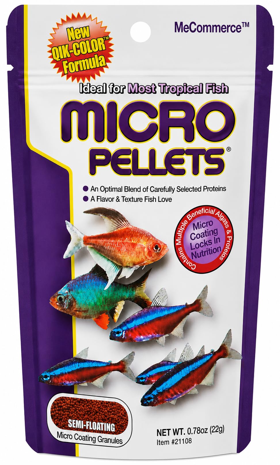hikari micro pellets, semi-floating fish food for tropical fish, color enhancing, 22g | mecommerce