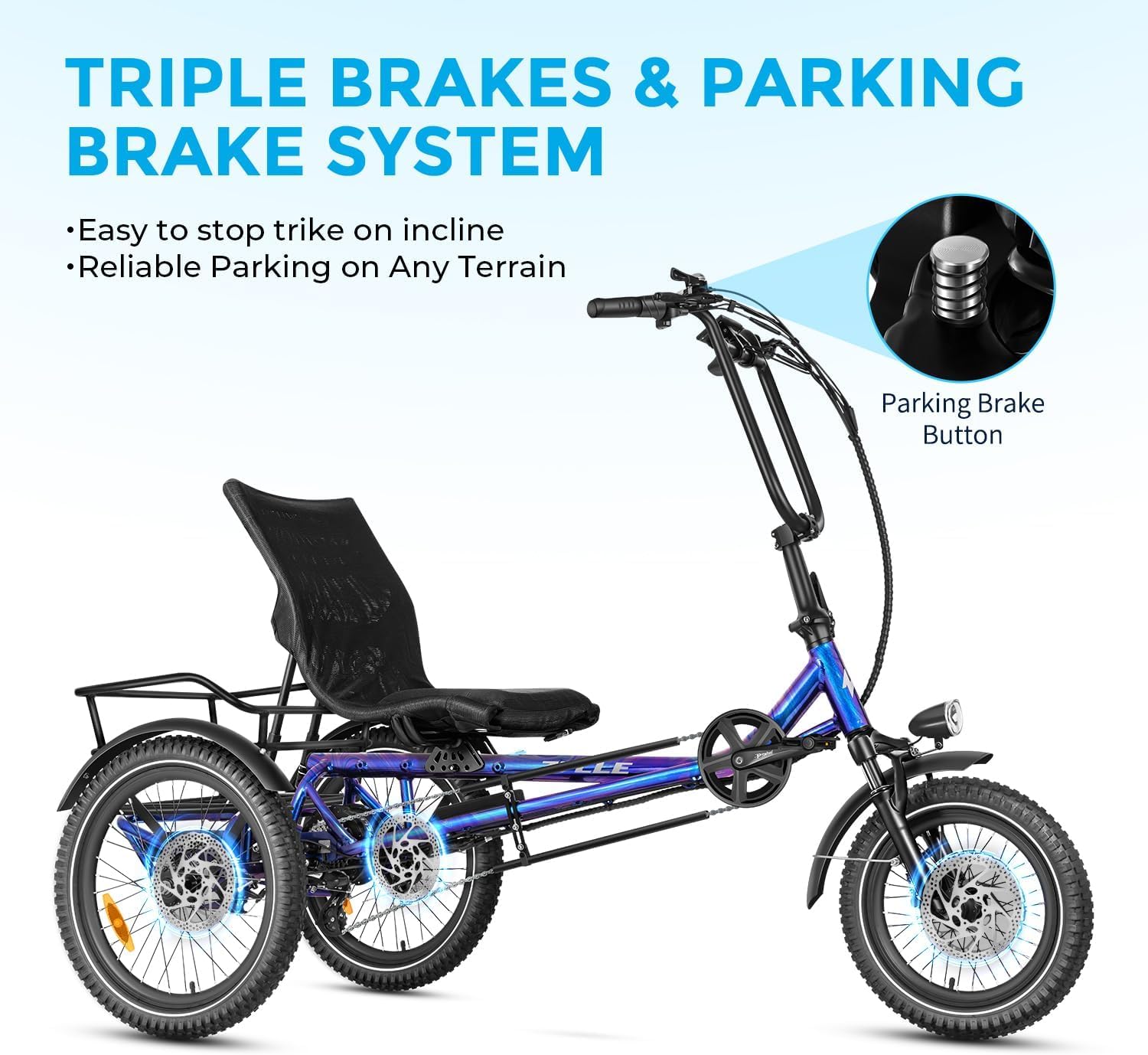 ZYCLE Z500 City Electric Tricycle for Adults, 750W Rear Motor Semi-Recumbent Electric Trike, 48V*15Ah 40 Miles Etrike, 20"x2.4"Fat Tire 3 Wheel Electric Trike for Seniors