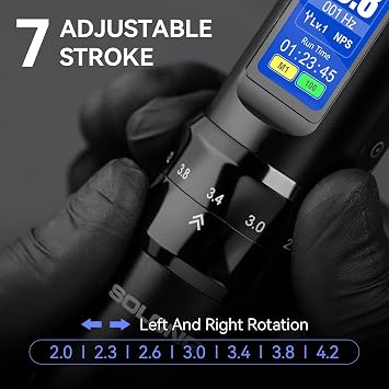 Tattoo Gun,Complete Tattoo Kit with 7 Stroke Lengths,Powerful Battery with Color Wallpaper Guide Wireless Tattoo Gun Kit,Practice Skin,Transfer Paper for Beginners SL-TKE200A-1-USA