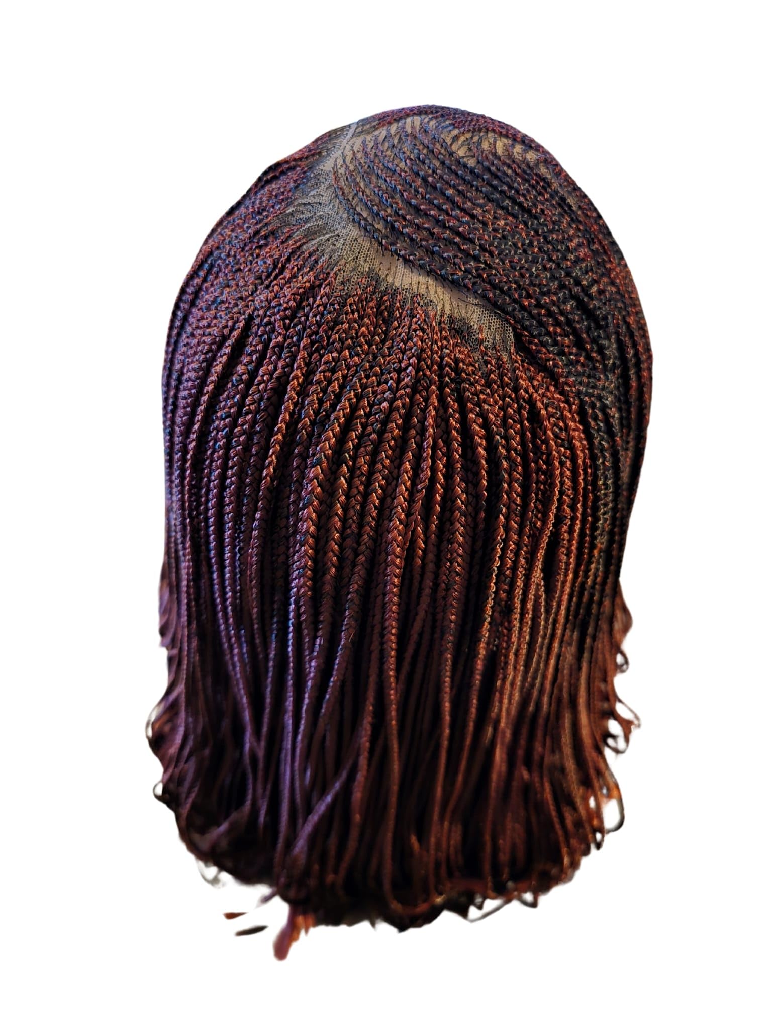 Perruque longue tricotée mèches brunes cheveux synthétiques lisses