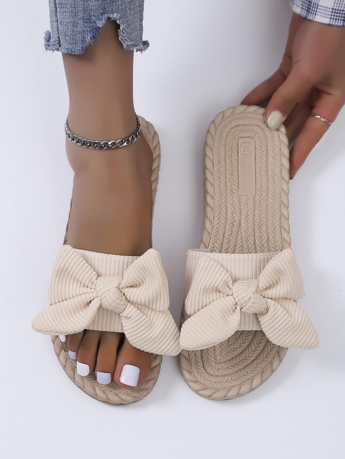 GORGLITTER Women's Bow Sandals Cute Summer Straw Rattan Dressy Boho Open Toe Beach Vacation Shoes Slides 2026