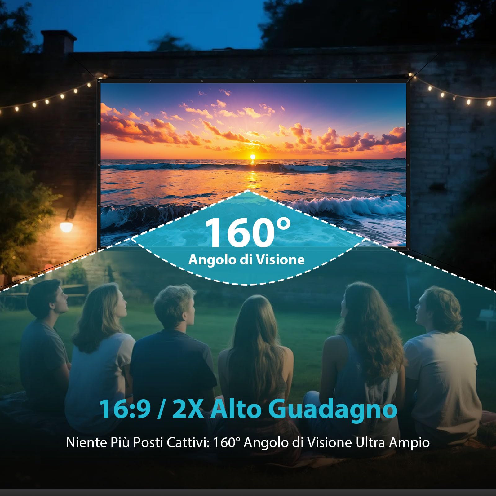 Schermo Proiezione 120 Pollici Esterno: LEORFI Sfondo Nero Migliorato Opaco - Schermo Proiezione Portatile Interno - Telo Proiettore Pieghevole Lavabile per Home Cinema - Con Borsa Trasporto