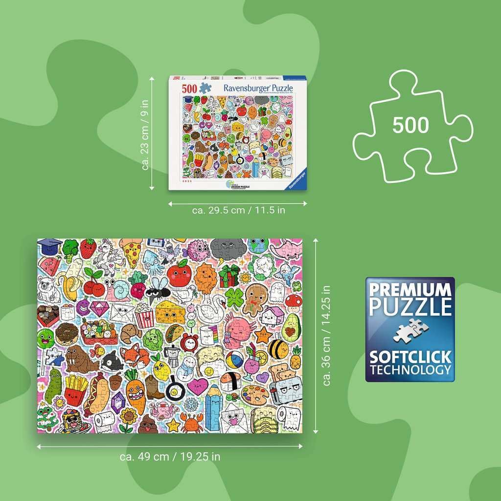 Ravensburger Cute Kawaii Chaos 500 Piece Jigsaw Puzzle – Playful Character Packed Artwork, Fun Challenge for Teens & Adults - 4