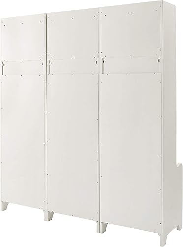 Miniatura 8 de Crosley Furniture Fremont Tower - Árbol de entrada con almacenamiento juego de 3 color blanco envejecido