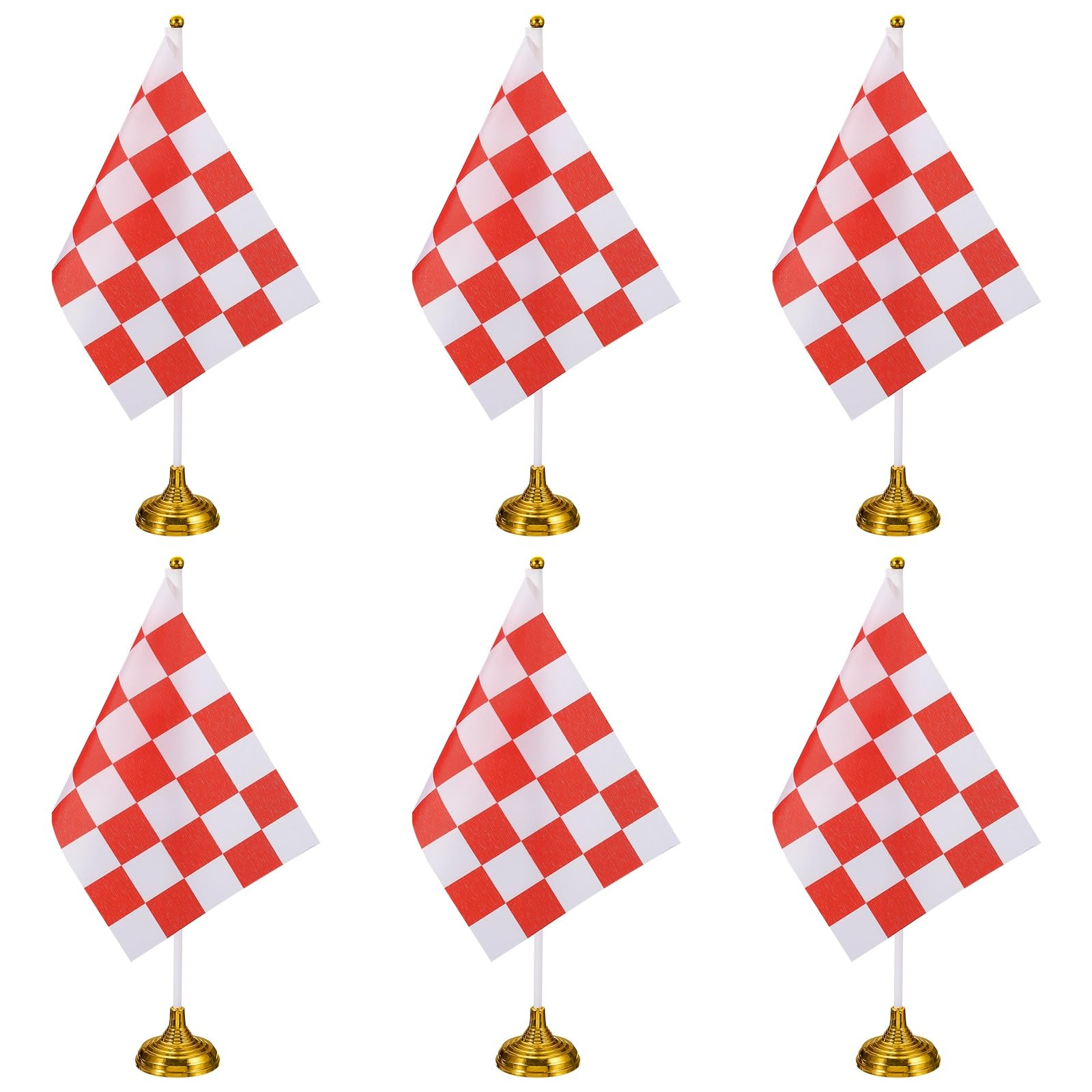 Drapeau de table à carreaux rouge et blanc PATIKIL petit drapeau de bureau 6Pcs