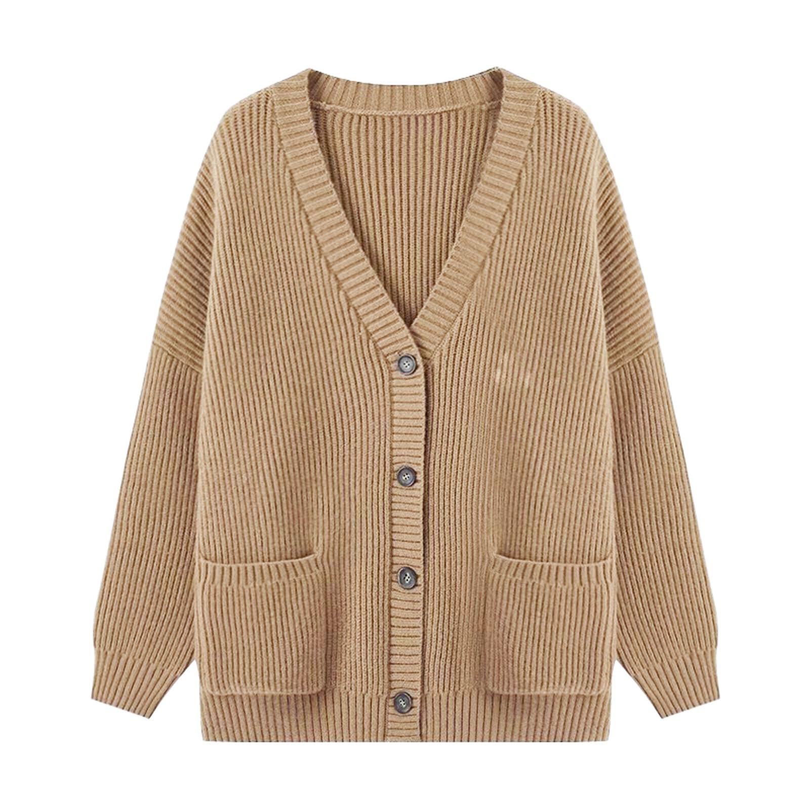 JASCLSWomen's Cardigan Open Front Oversized Button Chunky Sweaters V Neck Loose Cardigans Knit Outwear