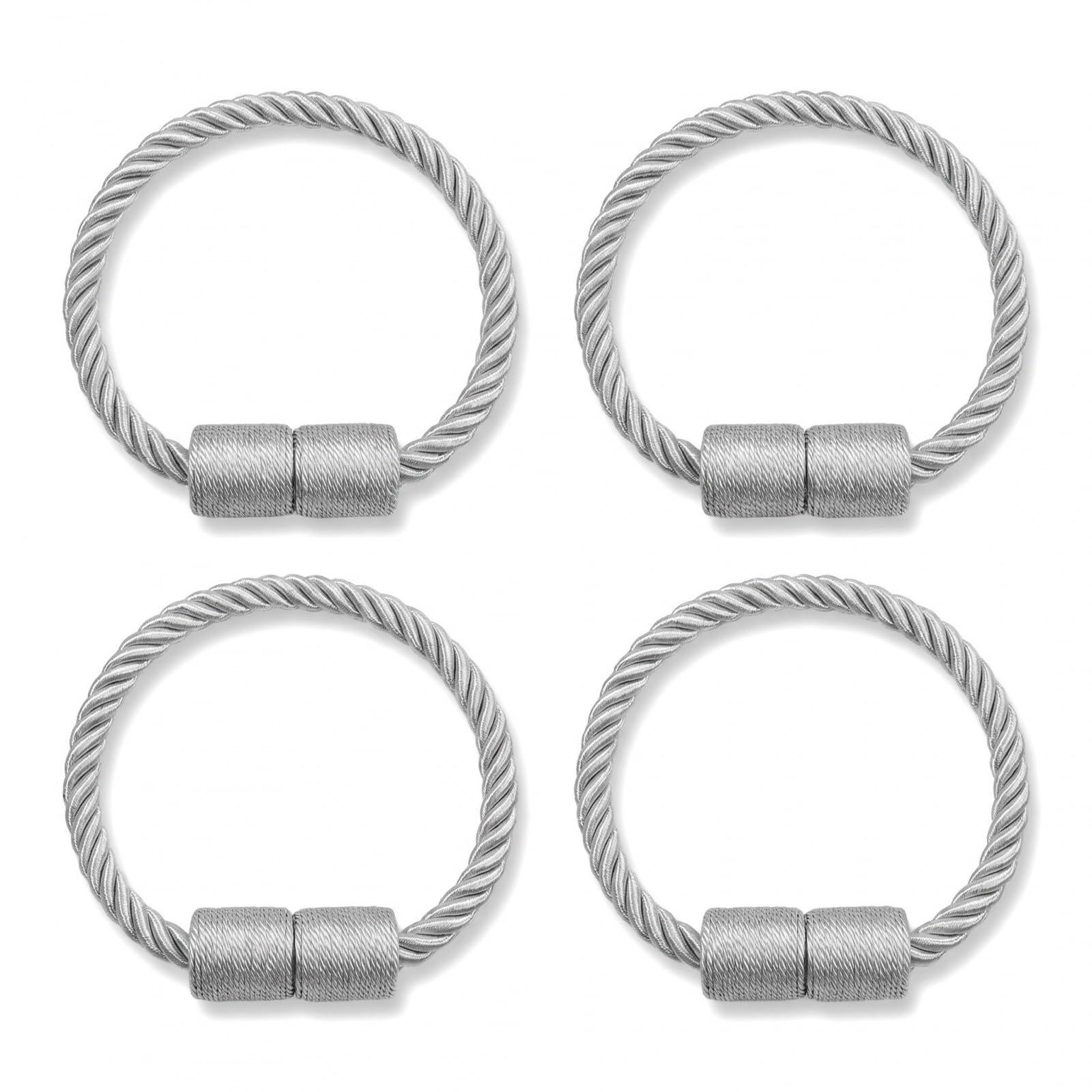 4 Pack Magnetic Curtain Tie Backs Modern Simple Style Drape Tiebacks Elegant Hand Weave Rope Knot Decorative Curtain Holdbacks for Home Office Window Drapery