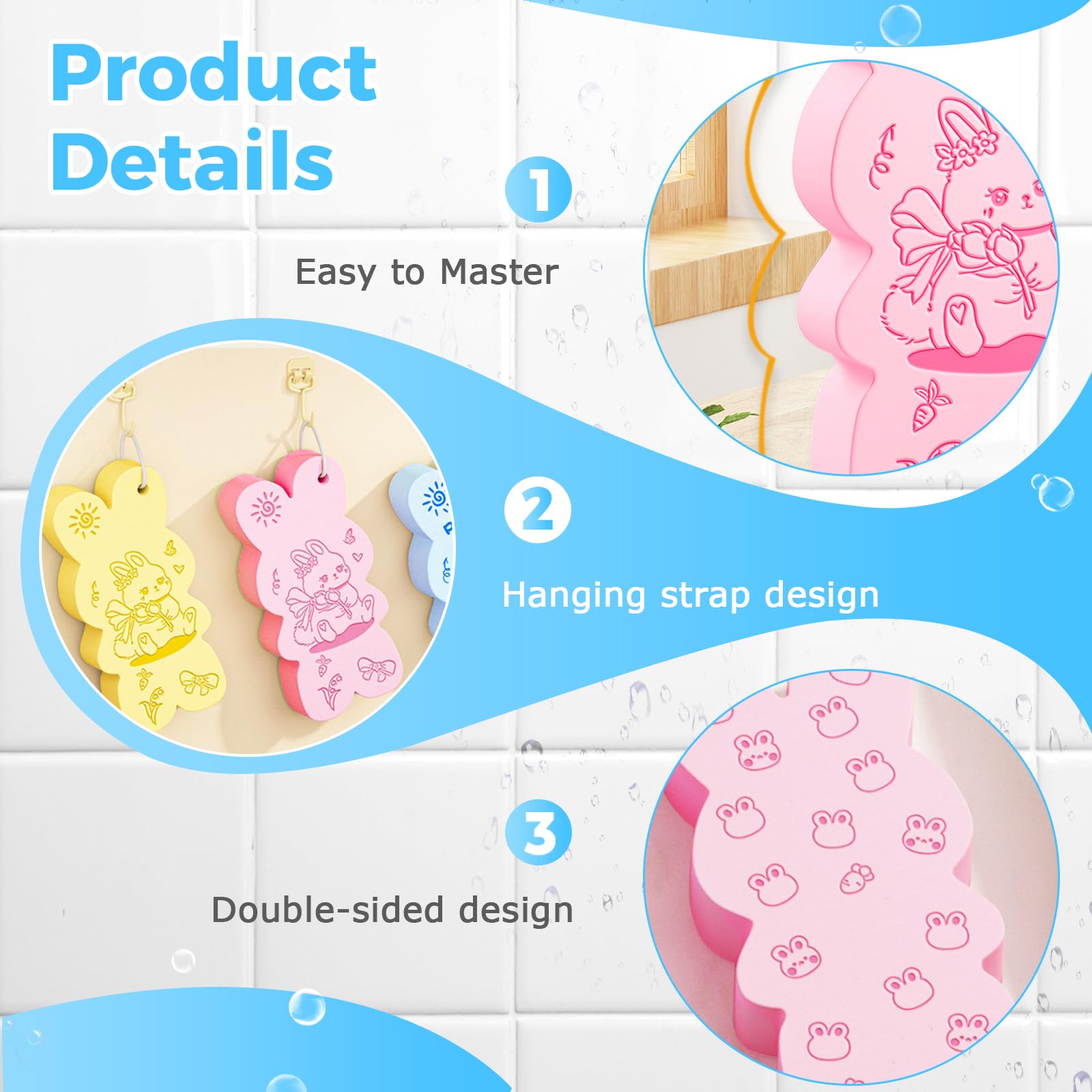 3 esponjas de baño exfoliantes mágicas, exfoliantes mágicos, esponjas de baño exfoliantes súper suaves para ducha, mujeres y hombres, removedor de piel muerta para adultos y niños (6 piezas)