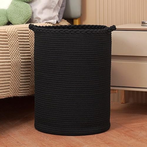 Homlikelan Cesta de lavandería tejida de 72 litros, cesta alta de mimbre para mantas, ropa, almohadas, juguetes, zapatos, cesta grande de algodón