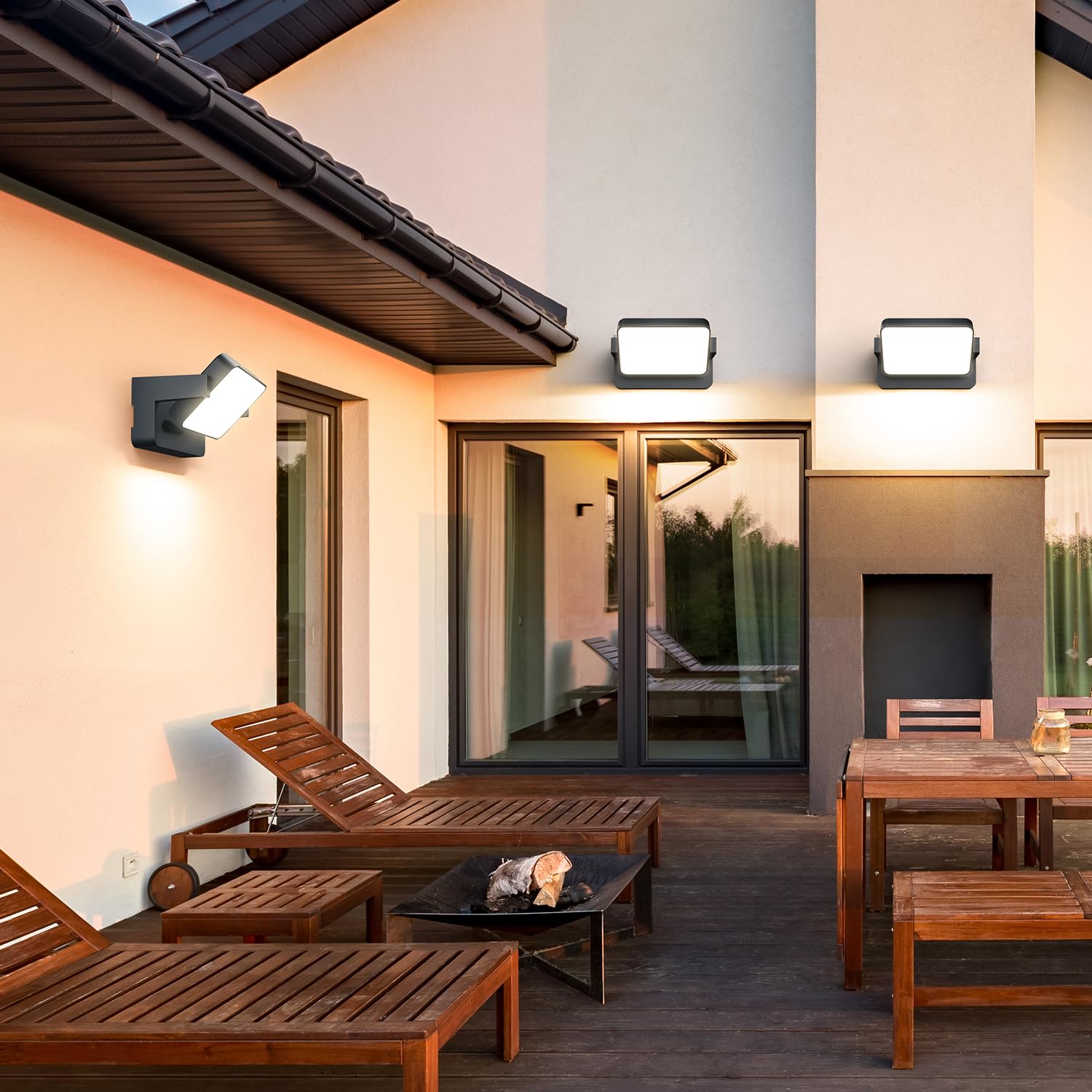 vatato 30W Außenwandleuchte mit Bewegungsmelder, LED Wandleuchte Innen Außen Wandlampe mit Schwenkbar Panel, Wasserdicht IP65 aussenlampe wand, Warmweiß außenleuchte 3000K (Dunkelgrau 1 Stück)