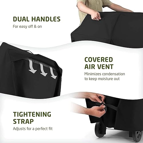 Miniatura 5 de Cubierta prémium para parrilla para todo tipo de clima, 64pulgadas, doble capa de tela oxford 600D, 100% impermeable, para parrilla a gas, con