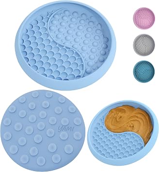 YAMI Dog Lick Bowl, Lick Mat for Dogs, Wet Food Cat Slow Feeder, Freeze Bowl, Enrichment & Puzzle Toy for Anxiety Relief, Food-Grade Silicone, Suction Cups, Dishwasher Fit, for All Breed Light Blue
