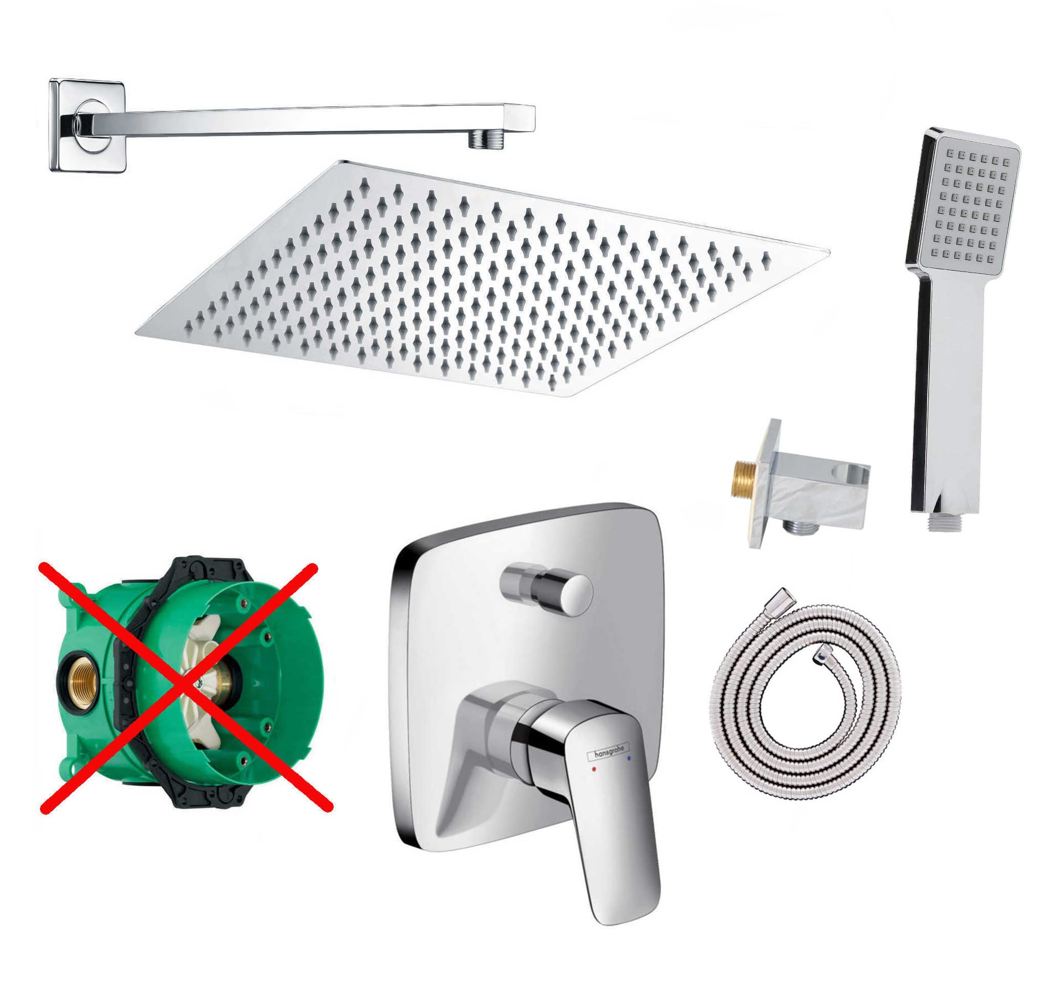 vanvilla Duschsystem Unterputz mit Duscharmatur Hansgrohe poliert HGE100-ob