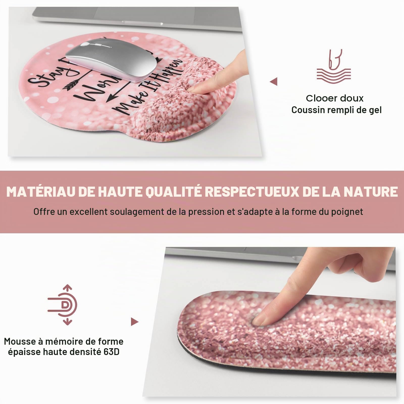 ToLuLu Tapis de souris XXL - Grand tapis de bureau avec support de poignet - Tapis de souris de jeu 4 en 1 + tapis de souris ergonomique avec repose-poignet + repose-poignet pour clavier + dessous de