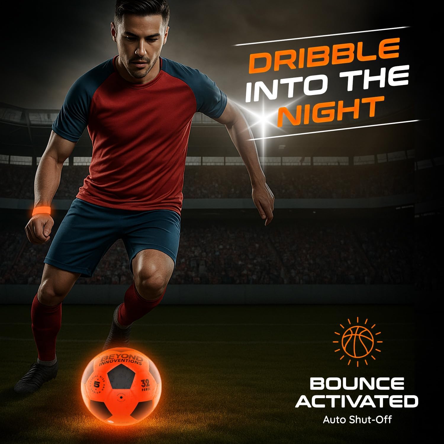 Light Up Soccer Ball - Soccer Gifts for Boys & Girls 8-15+ Year Old- Glow in the Dark Soccer Size 5 | Cool Birthday Gift Ideas for Kids/Teen | Included: Glow Band, Drawstring Bag & Ball Pump