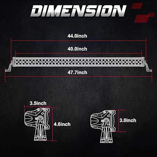 Miniatura 9 de OFFROADTOWN Barra de luz LED de 20 pulgadas de 350 W con arnés de cableado y cubierta negra, luz de conducción todoterreno IP68 impermeable, luz de