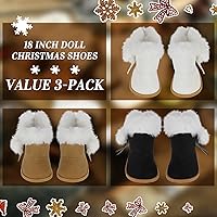 Vista 4 de Bencailor 3 pares de zapatos de muñeca de 18 pulgadas, botas de invierno, botas de nieve, accesorios de Navidad para vestir (negro, blanco y marrón)
