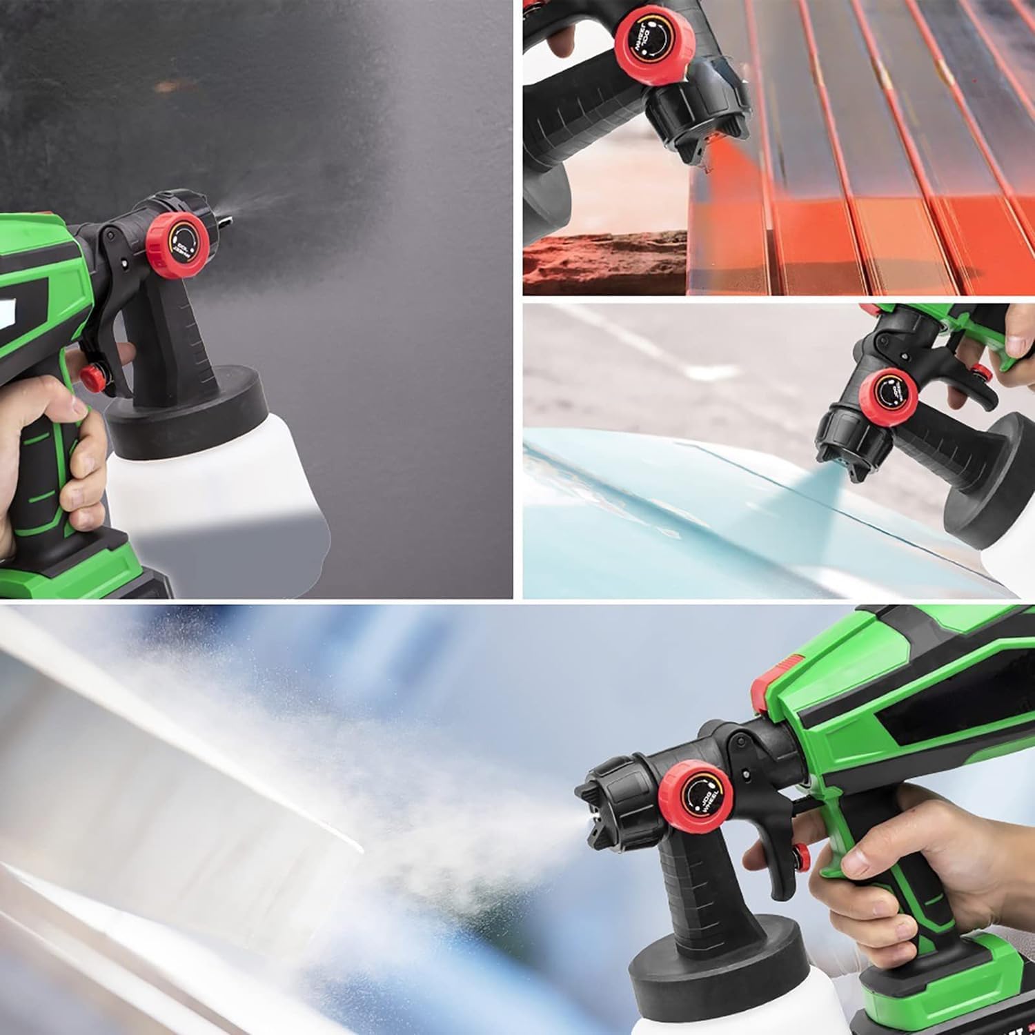 Pistola Per Verniciatura Elettrica Fai-da-te 21v 150w, Spruzzatore A Batteria Con Luce Led - Pistola A Spruzzo Portatile Per Legno, Mobili, Recinzione - 3 Modalità Di Spruzzo, Flusso Regolabile - Cont