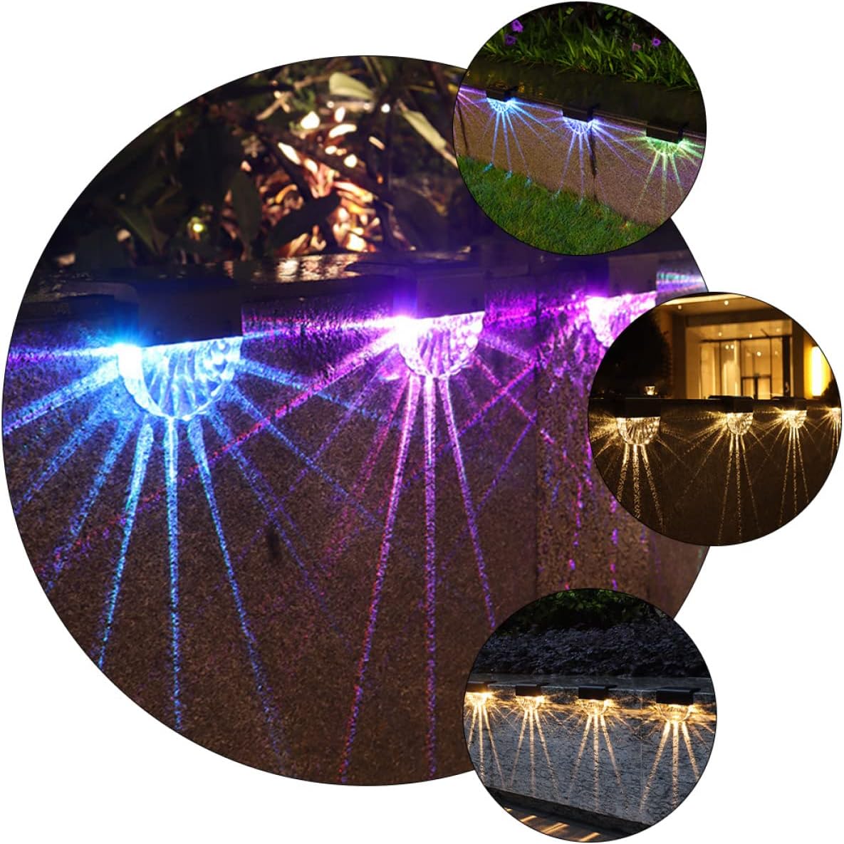 UKCOCO 4pcs Solar Lights Outdoor Fence Lamps Step Light Decorative Solar Led for Garden