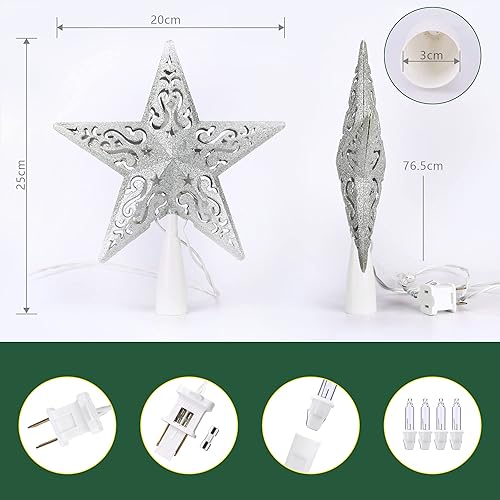 Miniatura 12 de BrizLabs Luces de decoración para árbol de Navidad, 9 pulgadas, enchufable, luz para árbol de Navidad, con certificación UL, 10 luces blancas