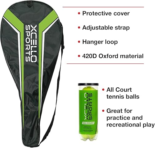 Miniatura 4 de Juego de raquetas de tenis de aluminio para 2 jugadores, incluye dos raquetas. Seis pelotas de cancha y dos fundas de transporte, disponibles en 23"