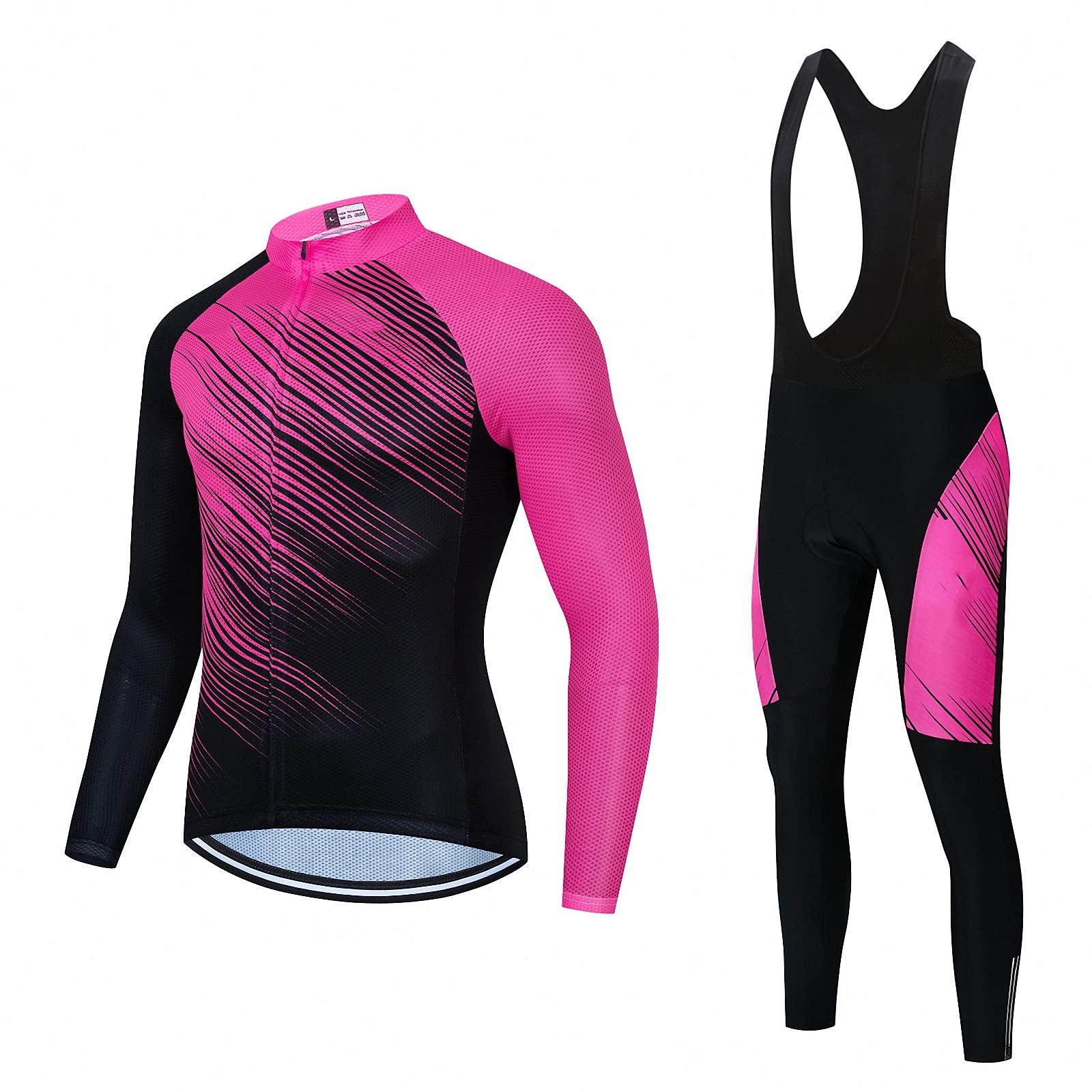 Trajes Ropa de Ciclismo para Hombre,Camisetas de Ciclismo de Manga Larga + Acolchados en 3D Pantalones/Culotte Ciclismo Largo,Maillot de Ciclismo de otoño e Invierno