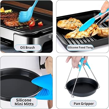 Air Fryer Accessories for Ninja Gourmia COSORI 3.6 4.2 5.8QT Square Air Fryer with Cake Barrel Pizza Pan Cupcake Pan Metal Holder Skewer Rack Silicone Mat Food Tong Oil Brush