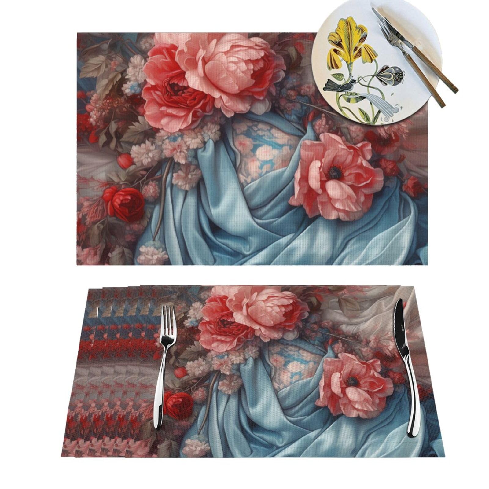 Sets de table tissés résistants lavables lot de 6 pour cuisine et fête