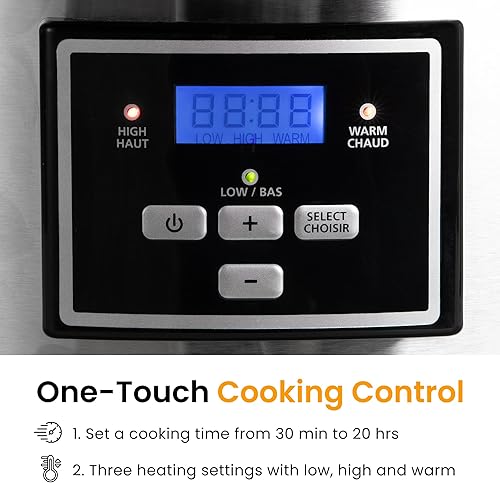 Miniatura 4 de Sunvivi Olla de cocción lenta programable de 6 cuartos de galón con revestimientos de silicona 2 en 1, calentador de alimentos multicocina con