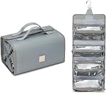 ROYALFAIR Sac de toilette suspendu avec crochet durable Roll-Up Make Up Organisateur et sac de voyage - 4 Costume de sac cosmétique amovible pour hommes ou femmes (Grey)