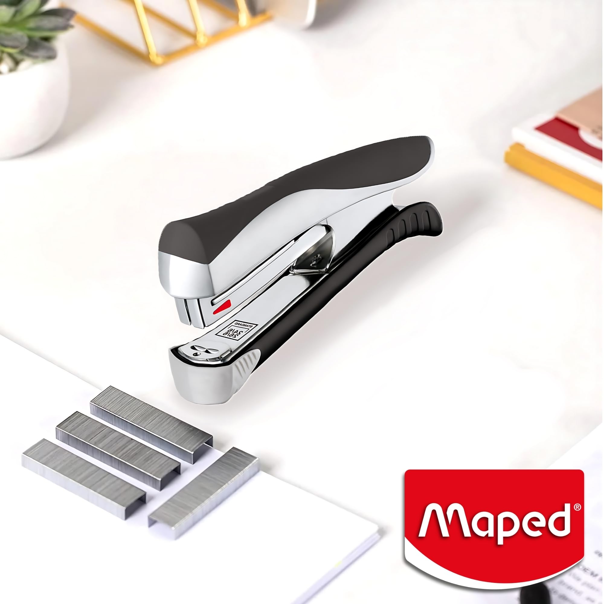 Maped Ergologic Half Strip Stapler| Super Comfortable Grip| Suitable for Office Desktop| Ergonomic Stapler| Sturdy and Durable| Anti-Jamming Mechanism| Inbuilt Storage Space 4