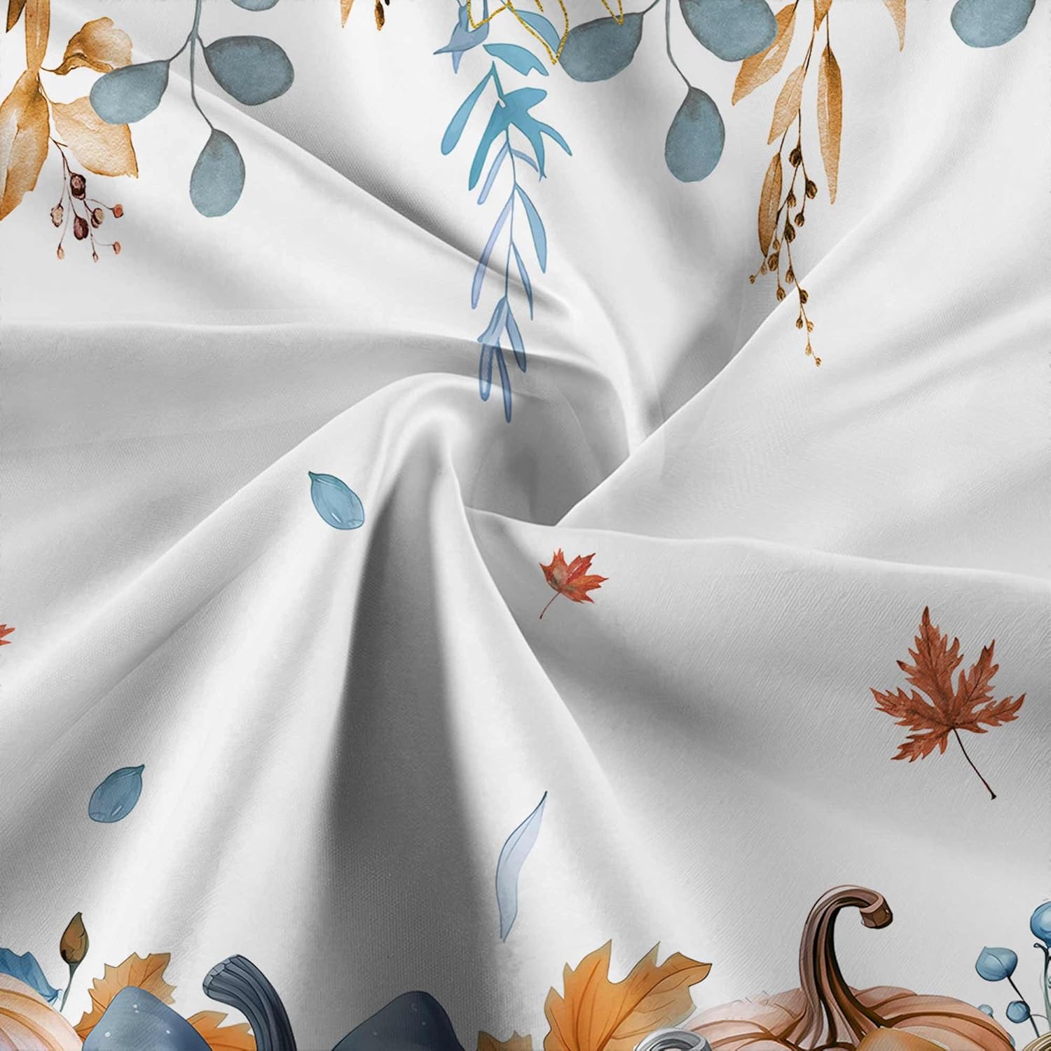 Fall Shower Curtain, Autumn Bow Pumpkin Maple Leaves Bathroom Decorations, Cute Farmhouse Thanksgiving Harvest Shower Curtain Set with Hooks, 72X75IN