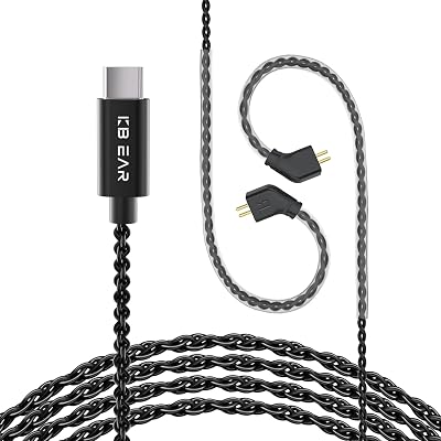KBEAR KS1 IEM Cable, Type-C USB C Earbuds Cable, KBEAR CX01 OFC in Ear Monitor Headphone Extension Cords for CCZ DC01 Pro, DC02, DC03, MC02, Melody, KS2, Coffee Bean(TFZpins, Black, 1.5m, without mic)