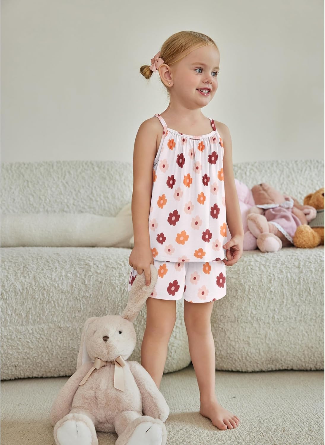 Arshiner Toddler Girl Summer Clothes 2 Piece Loose Spaghetti Strap Tank Top and Short Set Kids Clothing Sets with Pockets - Image 4