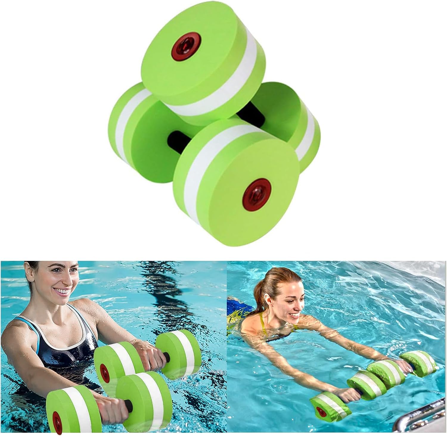 ZZM Foam Dumbbells, Water Aerobics Dumbbell Sports Aquatic Exercise Dumbbells Water Barbells Hand Bars Swimming Training Fitness Equipment 2PCS