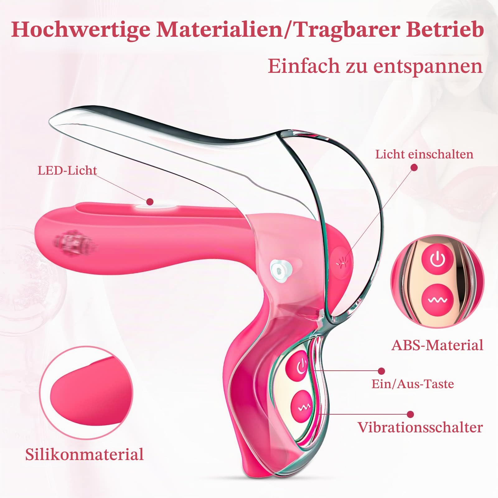 Vagina Anal Spekulum G Punkt Vibrator Mit Beleuchtungsfunktion Prostata Stimulator 10 Vibrationsmodi Analplug für sie Paare Frauen SM Sexspielzeug Rot