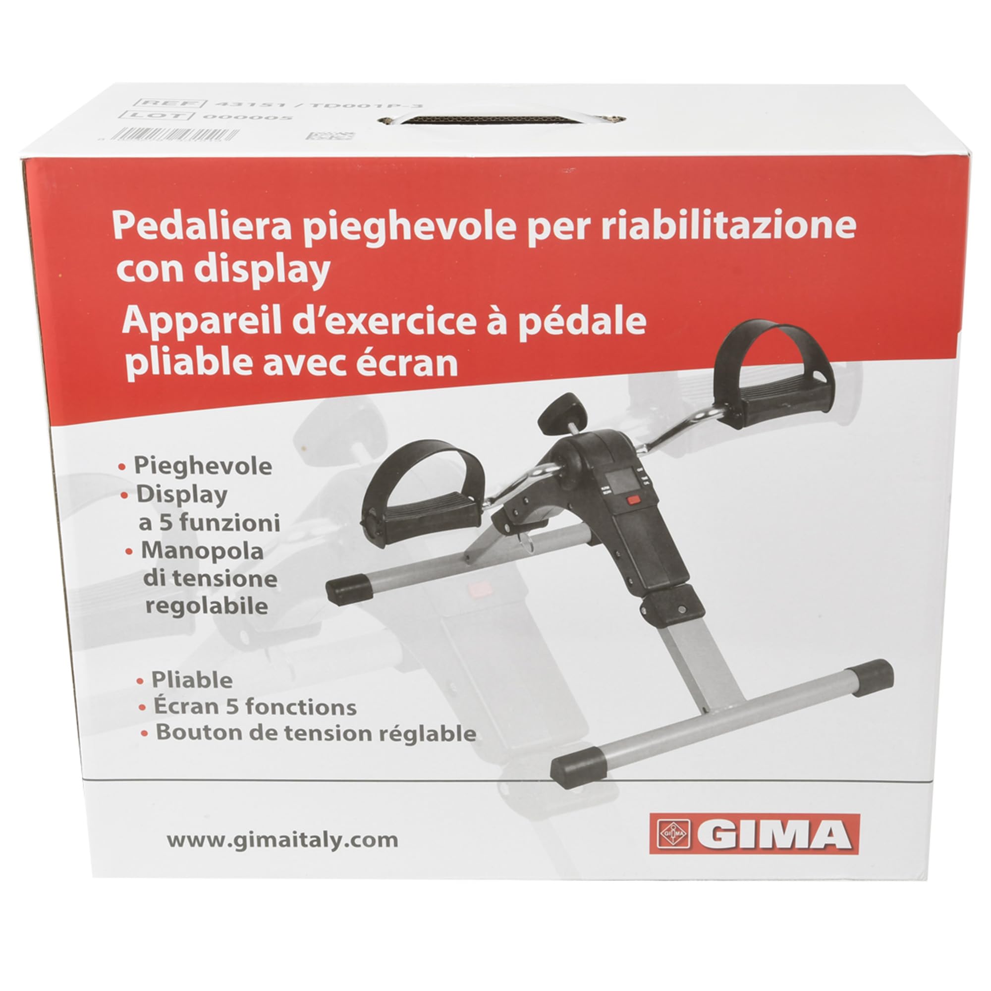 GIMA - Esercitatore a Pedale Pieghevole con Display, 43151
