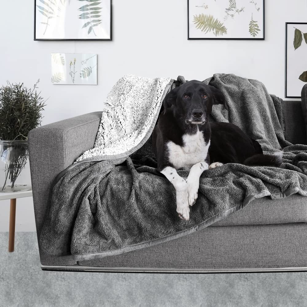 Plutus Pet Waterproof Pet Blanket, Cozy Soft Washable Cat Blanket, Dog Blanket for Couch Bed Sofa, Warm Blanket for Puppy Small Medium Large Dogs(52"x60", Gray)