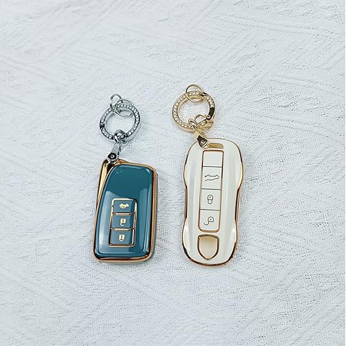 Miniatura 6 de 2 llaveros de auto con diamantes de imitación brillantes con anillo en D y 2 llaveros, accesorios de automóvil para mujeres y niñas (plata)