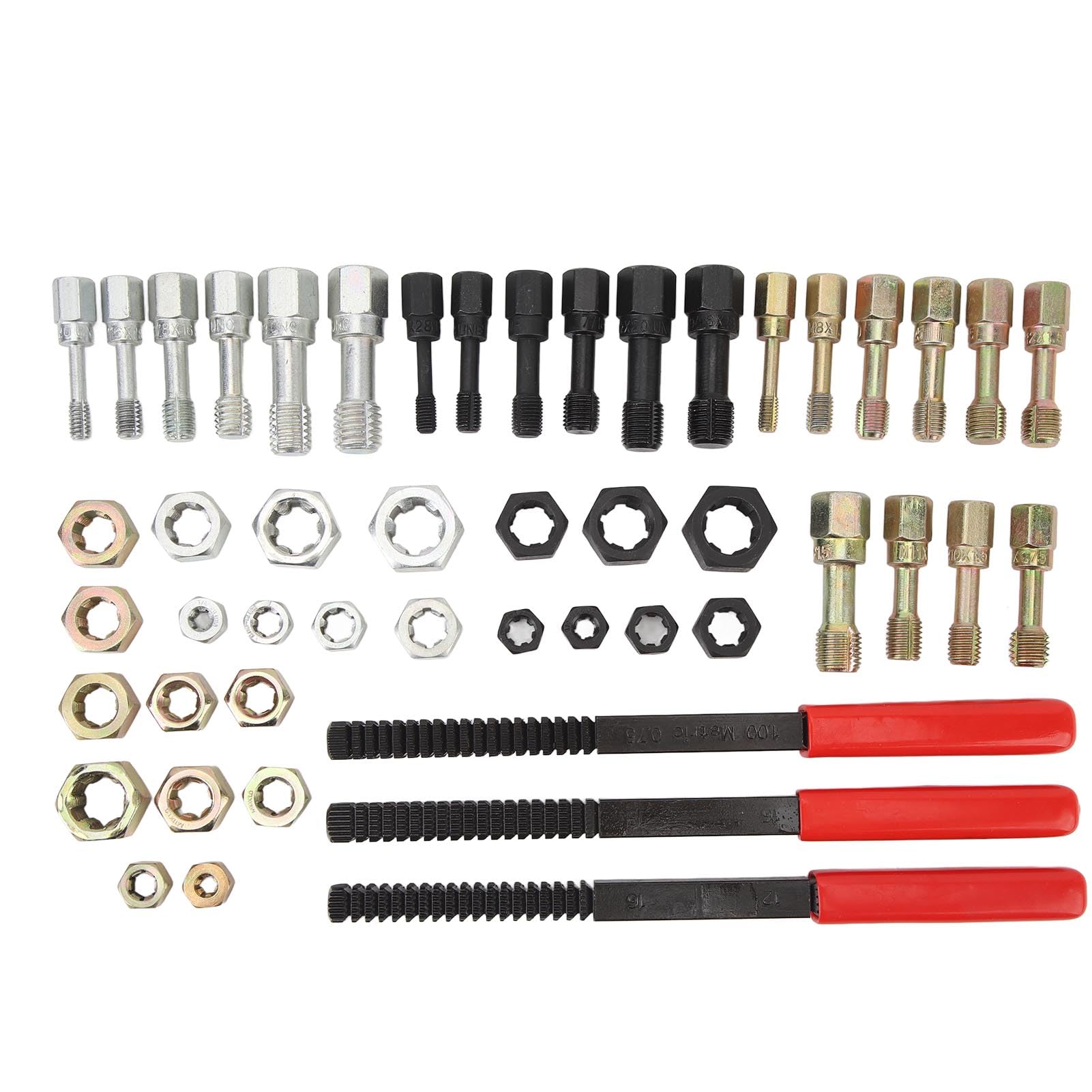 49PCS Set di Strumenti Per La Riparazione della Filettatura Restauratore di Perni Metrici, Kit di Cacciafiletti Per Meccanici Automobilistici, Restauratore di Precisione in Acciaio
