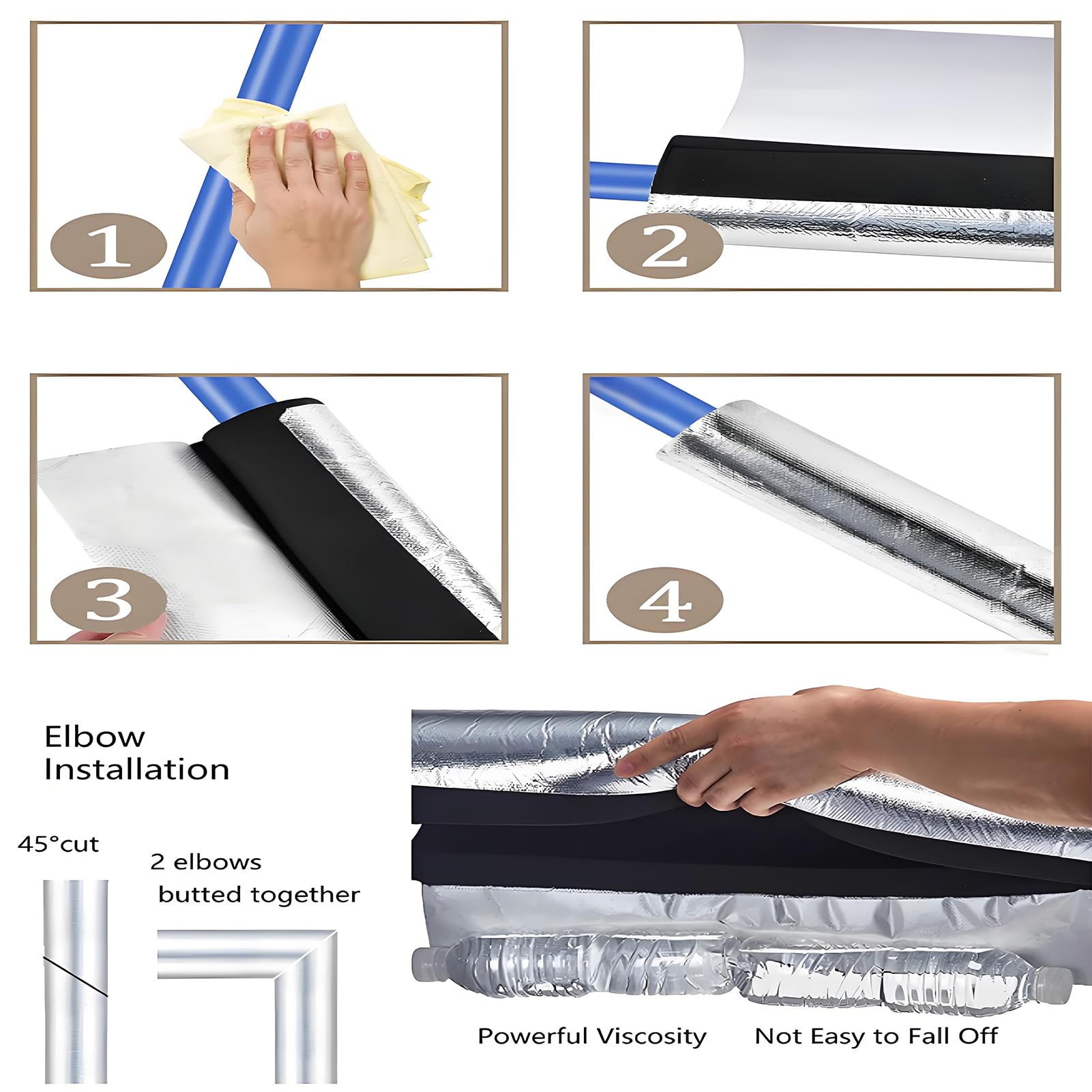 Aislamiento de Tuberías para Exteriores Aislante de Caucho Pared para Coquilla de Aire Acondicionado Fundas, Coquilla Aislante para Calentadores de Agua (ID) 219mm x (T) 30mm x (L) 0.95m