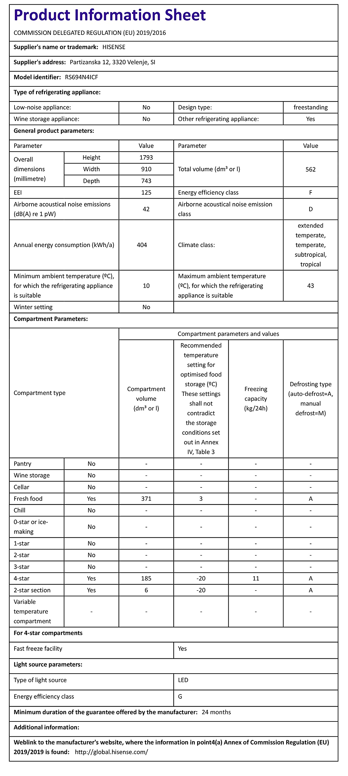 Haier HSR3918ENPG Freestanding American Style Side By Side Fridge