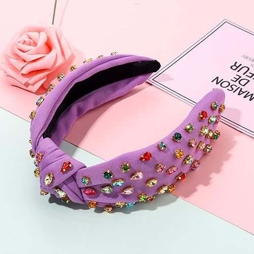 Miniatura 2 de NVENF Diademas anudadas con diamantes de imitación para mujer, diademas con cuentas de cristal enjoyadas, diademas con nudo superior, diademas de