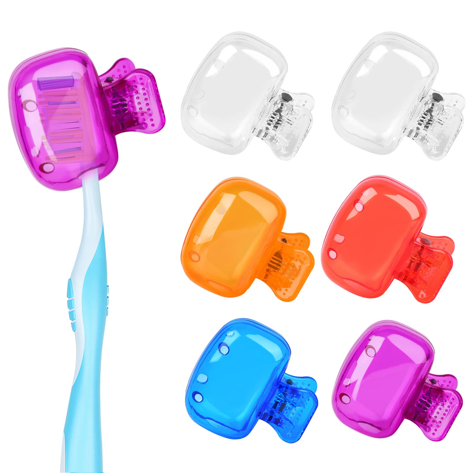6 Pack Toothbrush Covers Portable Toothbrush Coverings Clips for Protectors Travel Plastic Brush Pod Protection Clip Case for Kids Bathroom Home Travel Supplies