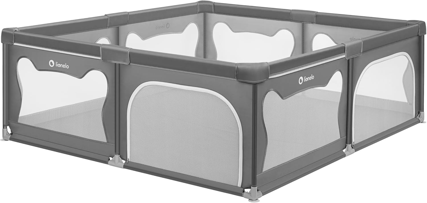 Lionelo WILLOW XL playpen with both zippered side entrances closed.